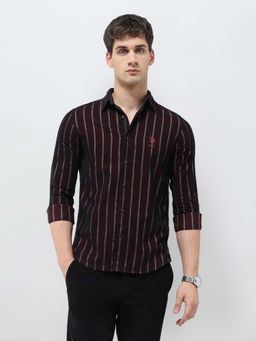 U.S. Polo Assn. Denim Co. - Men's Vertical Striped Corduroy Wine Shirt