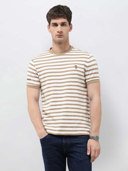 U.S. Polo Assn. Denim Co. - Men's Horizontal Striped Denim Legacy Brown T-shirt