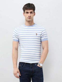 U.S. Polo Assn. Denim Co. - Men's Horizontal Striped Denim Legacy Blue T-shirt