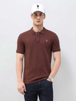 U.S. Polo Assn. Denim Co. - Men's Solid Monochrome Brown Polo T-shirt