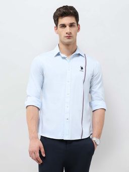 U.S. POLO ASSN. - Men's Vertical Striped Twill Blue Shirt