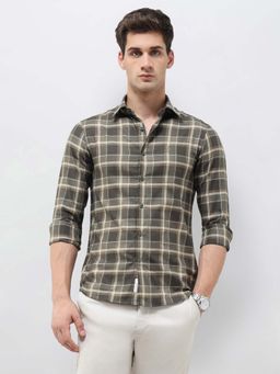 U.S. POLO ASSN. - Men's Tartan Checked Twill Olive Shirt