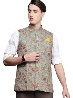 Manyavar - Mens Green Blended Viscose Festive Wear Nehru Jacket