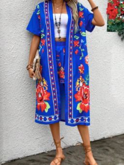WomanLikeU - Floral Print Shrug and Shorts Beach Co-Ord's Set of 2