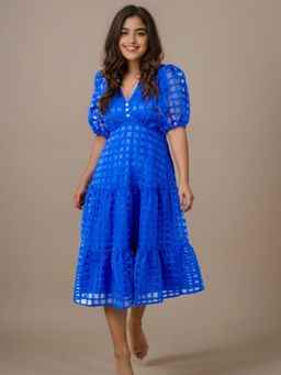 WomanLikeU - Checked A-Line Organza Dress