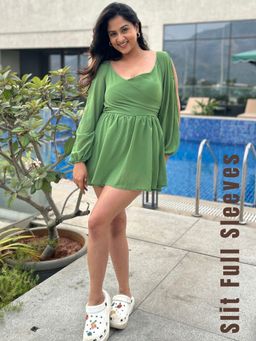 WomanLikeU - Romper-Style Mini Beach Dress