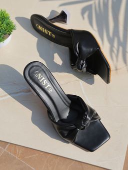 GNIST - Black Stylish Knot Strap Stilettos Heel