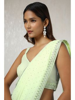 Soch - Women Light Green Georgette Saree with Unstitched Blouse