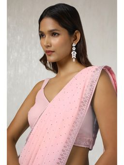 Soch - Women Pink Georgette Saree with Unstitched Blouse