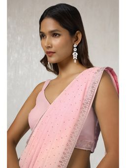 Soch - Women Peach Georgette Saree with Unstitched Blouse