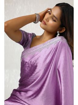 Soch - Women Lavender Satin Saree with Unstitched Blouse