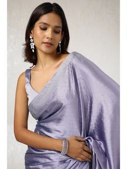 Soch - Women's Lilac Lavender Satin Saree with Unstitched Blouse