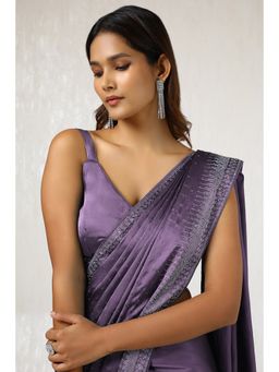 Soch - Women's Light Purple Satin Saree with Unstitched Blouse