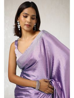Soch - Women's Lavender Satin Saree with Unstitched Blouse
