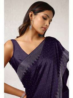Soch - Women's Purple Satin Saree with Unstitched Blouse