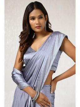 Soch - Women's Grey Satin Saree with Unstitched Blouse