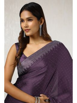 Soch - Women's Purple Satin Saree with Unstitched Blouse