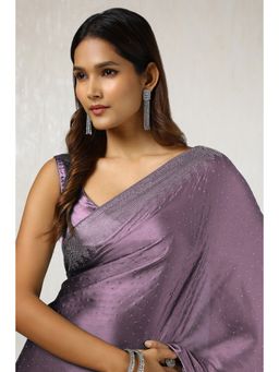 Soch - Women's Light Purple Satin Saree with Unstitched Blouse