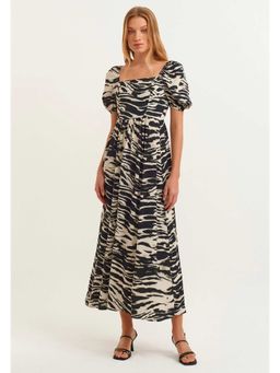 OXXO - Black & White Animal Print Maxi Dress
