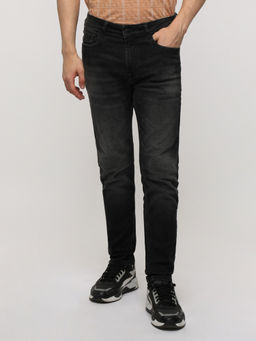 Crocodile - Men Solid Slim Fit Black Vintage Washed Jeans