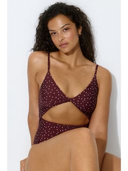 H&M - Women Red Padded-Cup High Leg Swimsuit