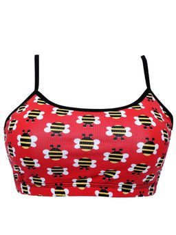 D'chica - Non Padded Non Wired Beginner Bra Red Bee Print. Red
