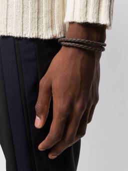 TOD'S - Brown Woven Double Wrap Bracelet