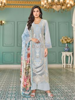 Autumnlane - Ayat Sky Premium Embroidery Pakistani Kurta with Pant and Dupatta (Set of 3)