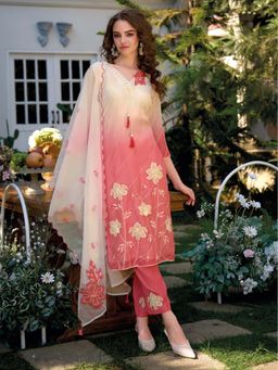 Autumnlane - Chanchal Rouge Full Work Kurta with Pant and Dupatta (Set of 3)