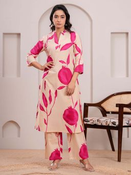 Autumnlane - Pink Maurya Bubble Gum Printed Kurta with Palazzo (Set of 2)