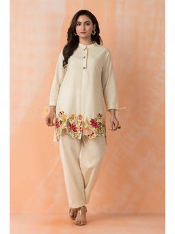 Autumnlane - Sabhya Dove Embroidery Cotton Co-Ord (Set of 2)