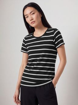 max - Women Black Striped T-shirt