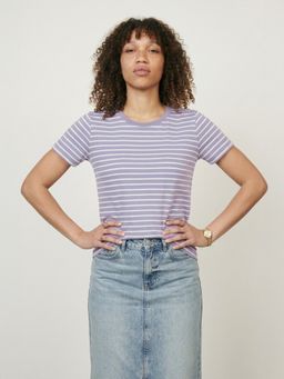 max - Women Lavender Striped T-shirt