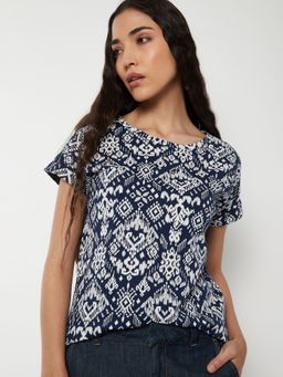 max - Women Navy Blue Printed Top