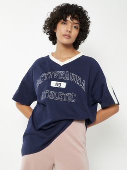 max - Women Typography Printed Boxy Fit T-shirt