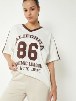 max - Women Typography Printed Boxy Fit T-shirt