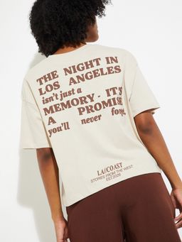 max - URB_N Women Typography Printed Boxy Fit T-shirt