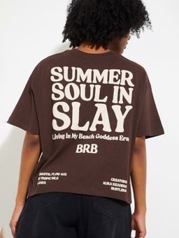 max - URB_N Women Typography Printed Boxy Fit T-shirt