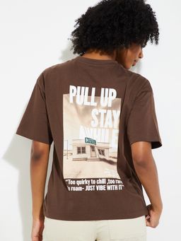 max - URB_N Women Oversized Back Printed T-shirt