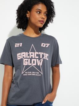 max - URB_N Women Typography Printed Relaxed Fit T-shirt