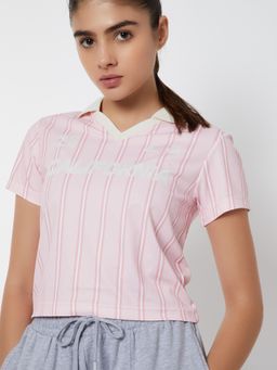 max - Women Stripes Johnny Crop Polo T-shirt