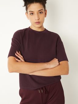 max - Women Wine Ribbed T-shirt