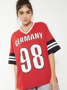 max - Women Typography Printed Oversized T-shirt