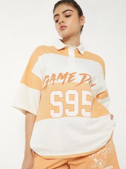 max - Women Colorblock Oversized Polo T-shirt
