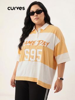 max - Women Colorblock Oversized Polo T-shirt