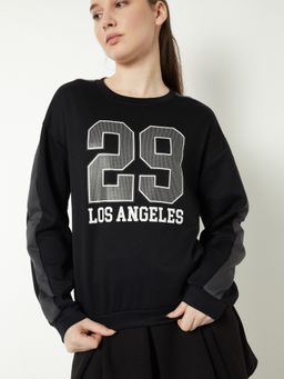 max - Women Typography Printed Boxy Fit Sweatshirt