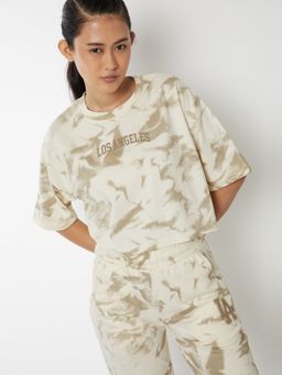 max - Women Tie & Dye Printed Boxy Fit Crop T-shirt