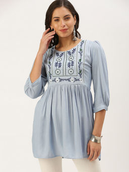 SHOWOFF - Women's Blue Solid Kurti