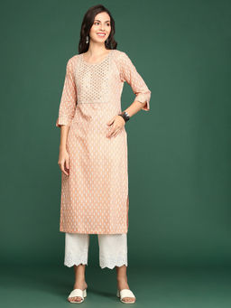 SHOWOFF - Women's Peach Straight Kurta