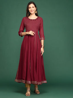 SHOWOFF - Women's Maroon A-Line Kurta